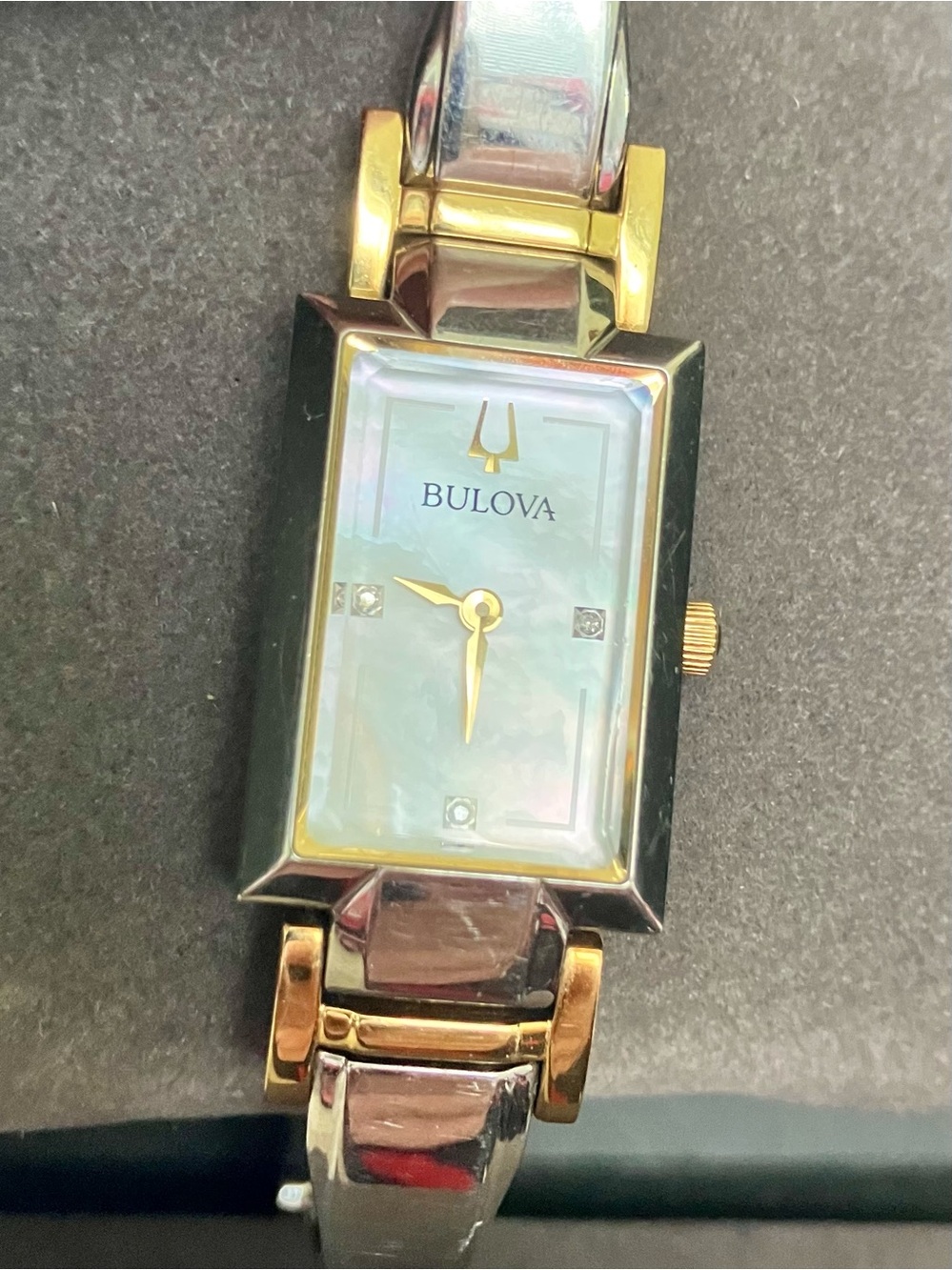 New battery Bulova Classic Diamond Ladies Wristwatch Two-Tone Stainless, 98P188